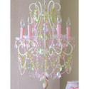 Pink and Green 5 Light Diva Chandelier