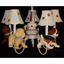 Adorable Puppies 5 Arm Chandelier