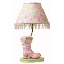 Pink and Green Boot Lamp
