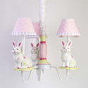 Pink and Lime Polka Dots Bunny Chandelier