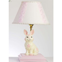 Ivory and Pink Polka Dot Bunny Lamp