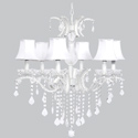 6 Arm Glitz Chandelier with White Shades