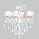 White Sash 6 Arm Glitz Chandelier