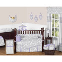Gray Damask Crib Bedding