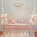 Silk Damask Bumperless Crib Bedding Set